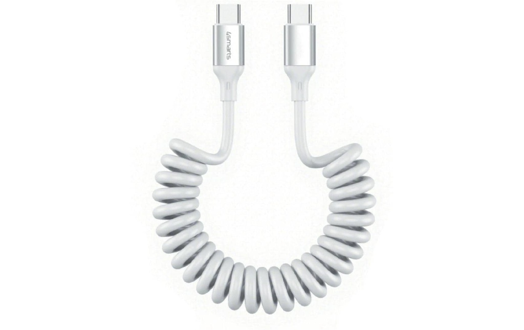 4smarts Câble spiralé USB 2.0 USB-C - USB-C 1.35 m Blanc