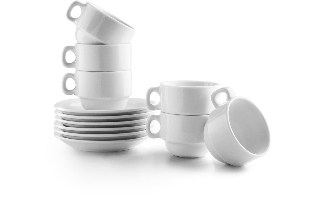 Ibili Set de tasses + soucoupes 80 ml, 6 Pièce/s, Blanc