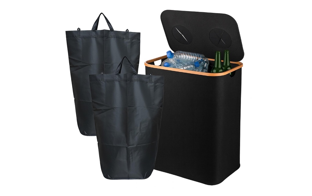 relaxdays Bacs de recyclage 170 L Noir