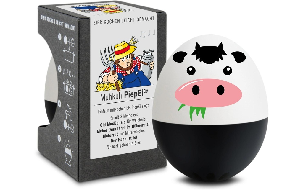 PiepEi Minuteur de cuisine Coq chantant Muhkuh, Noir / Blanc