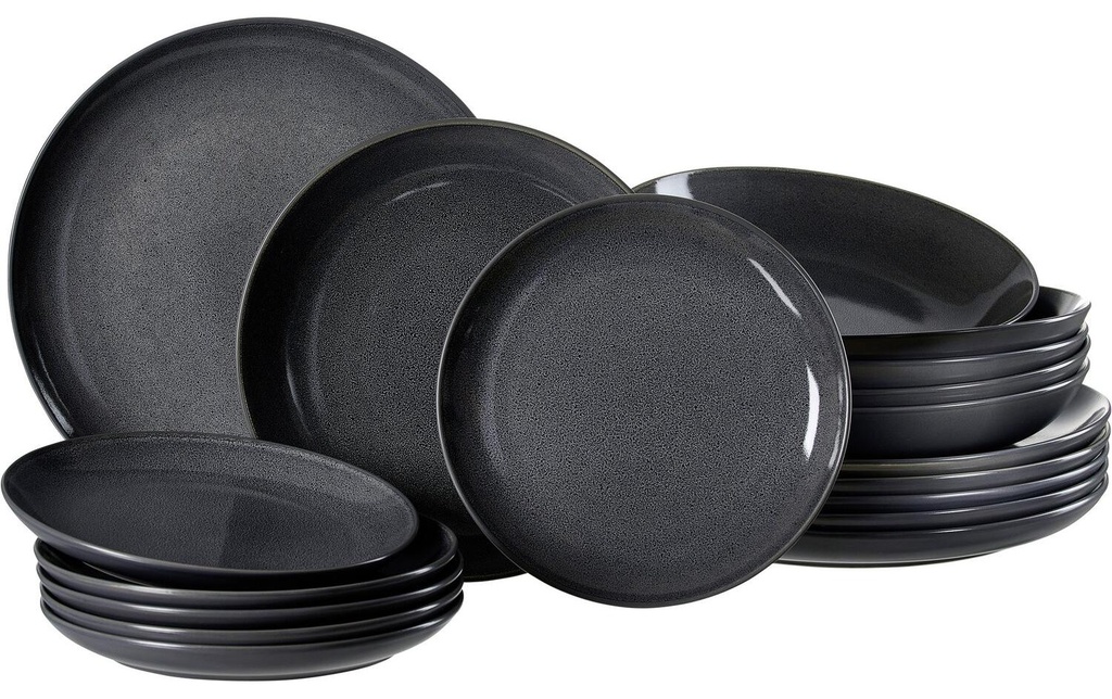 Ritzenhoff & Breker Set d’assiettes Toledo 18 pièces, anthracite