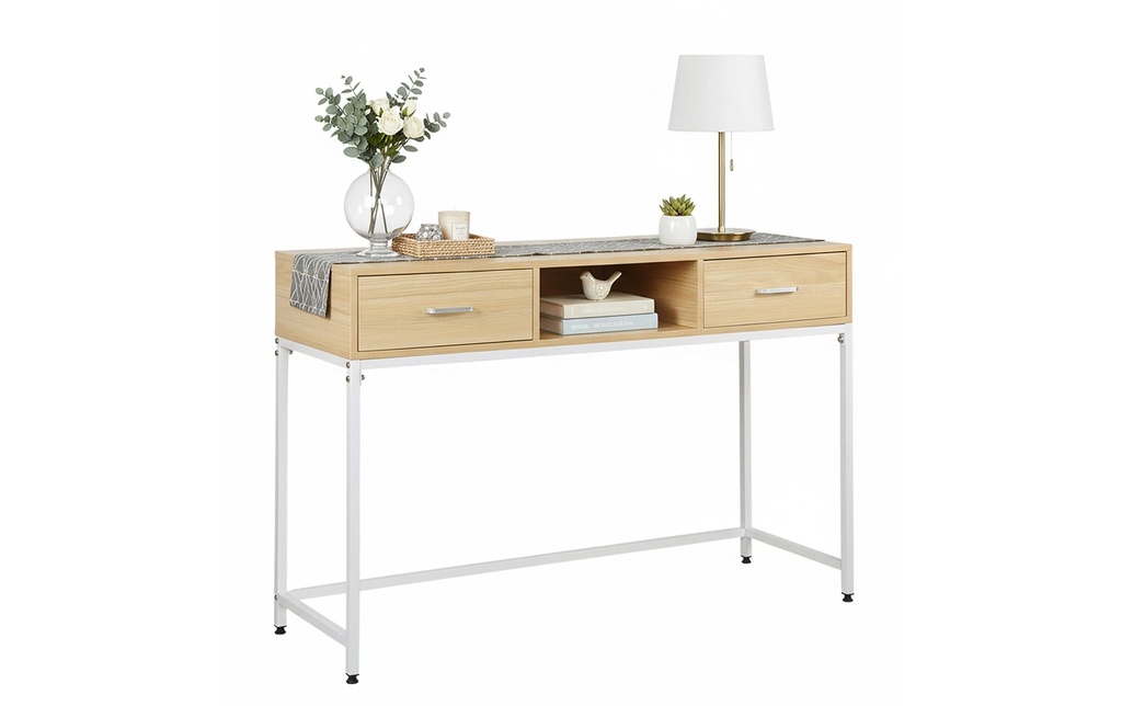 relaxdays Table console 80 x 120 x 40 cm Blanc/naturel