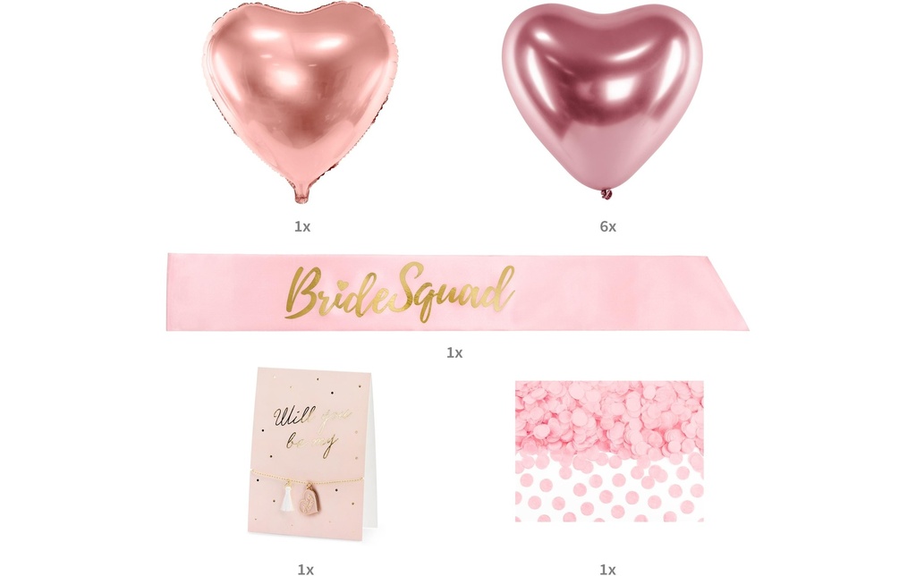 Partydeco Kits de fête Bride Squad Mix 10 pièces, rose