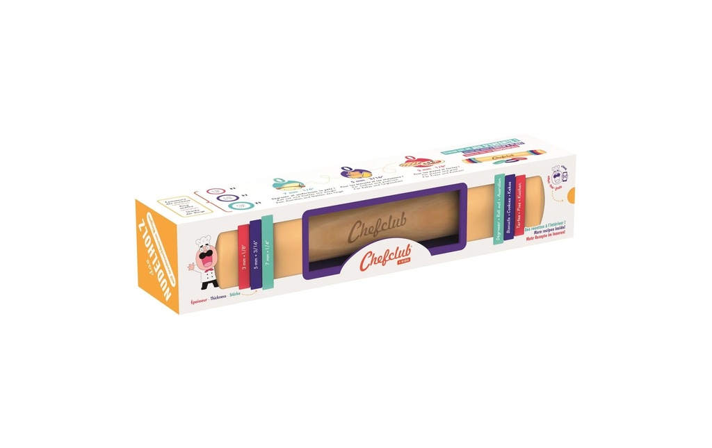 Chefclub Rouleau à pâtisserie avec anneaux en silicone 30 cm