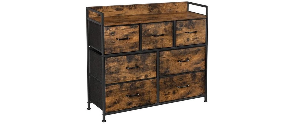 Songmics Commode Industriel 98 cm x 85 cm, Noir/Brun