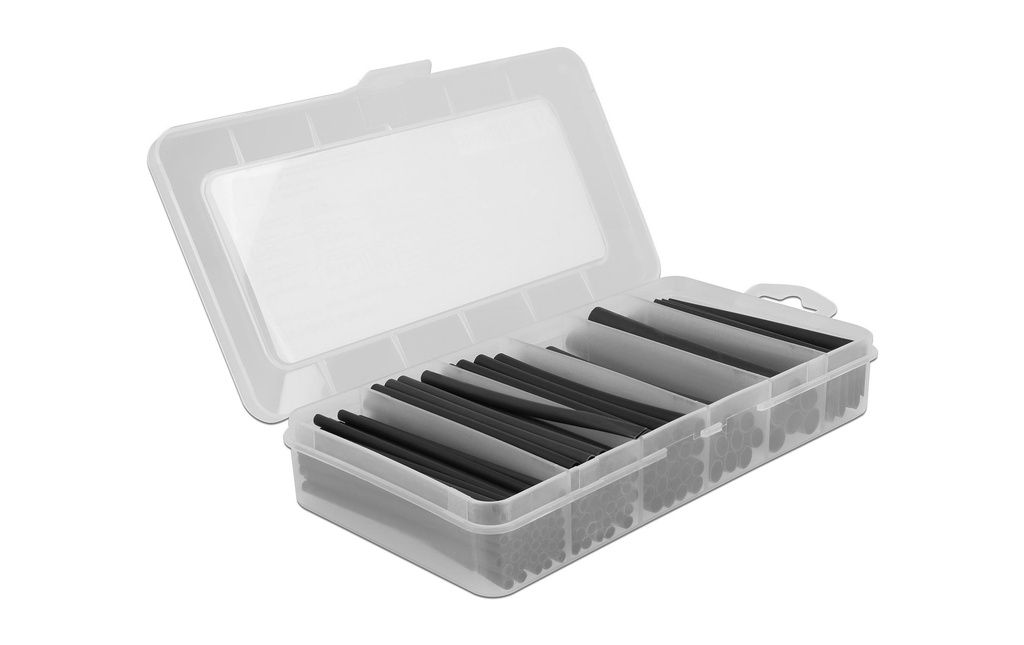Delock Gaine thermorétractable 116-unités Boîte d'assortiment, Noire
