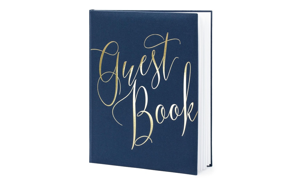 Partydeco Livre d’or Guest Book 20 x 24.5 cm, bleu/doré