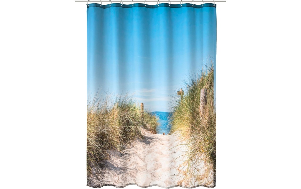 Kleine Wolke Rideau de douche Borkum 180 x 200 cm, Beige/Vert/Bleu clair