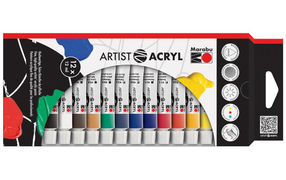 Marabu Peinture acrylique Artist 12 ml 12 pièces