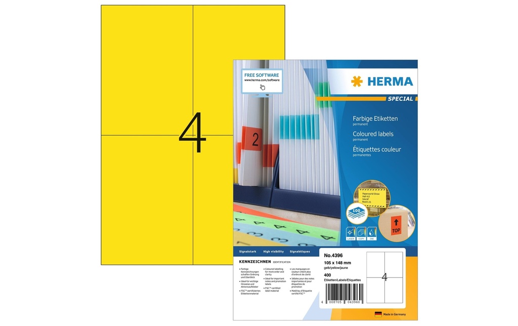 HERMA Etiquettes Spec.105x148 jaune (100 pces)