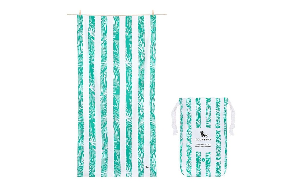 Dock & Bay Serviette de plage Palm Paradise L, Blanc, Turquoise