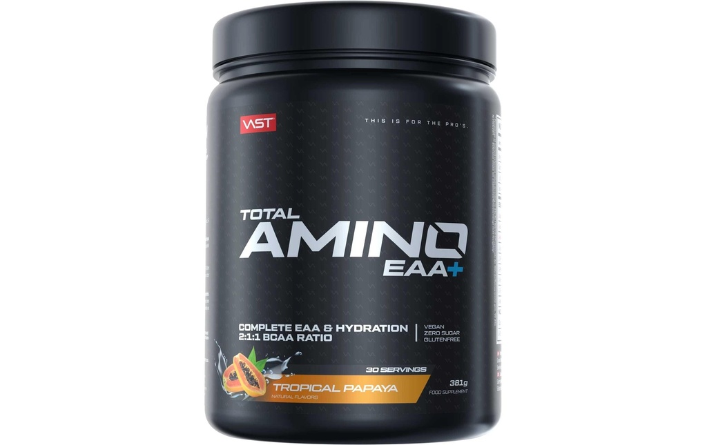 VAST Poudre Total Amino EAA+ boîte: 381g, Papaye tropicale