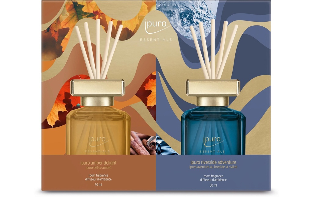 ipuro Bâtonnets parfumés Coffret cadeau amber & riverside 2 x 50 ml