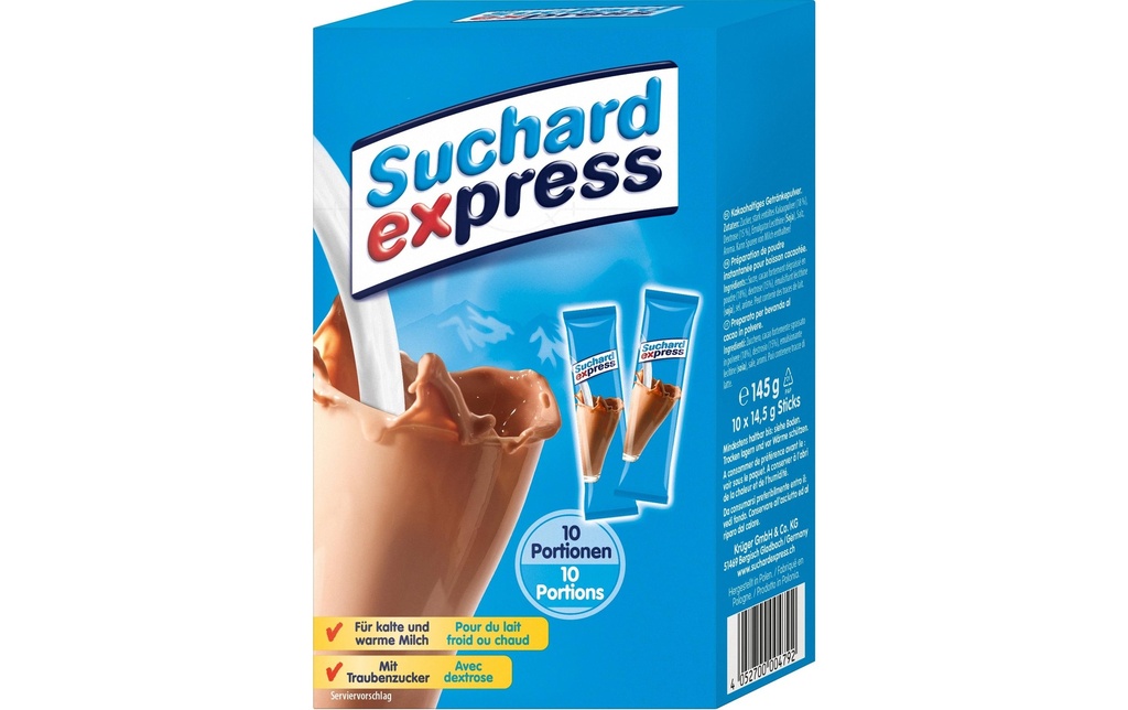Suchard Express Poudre de cacao Portions 10 pièces