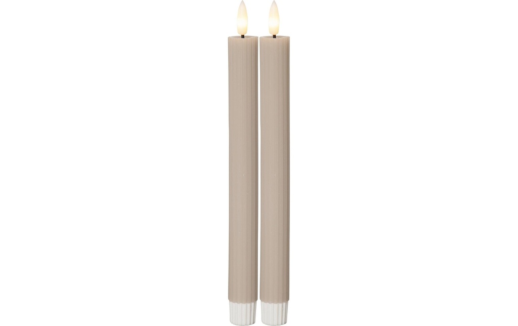 Star Trading Set de bougies LED sur tige Flamme Stripe, 25 cm, beige, 2 pièces