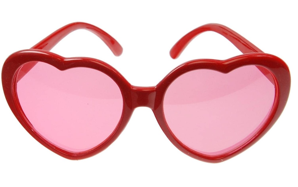 Partydeco Lunettes de fête Cœur 14 x 6 x 13 cm, Rouge
