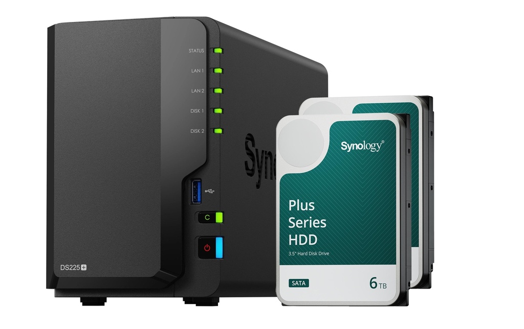 Synology NAS DiskStation DS225+ 2-bay 2x 6 TB HDD Synology Plus