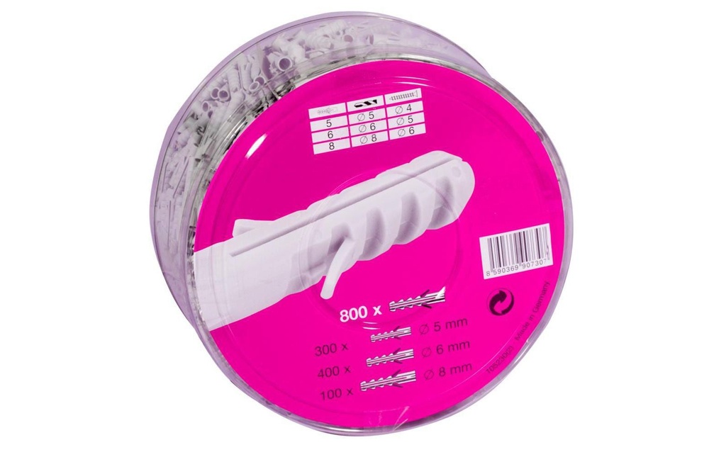 Fischer Chevilles Set en boîte ronde, 800 pièces