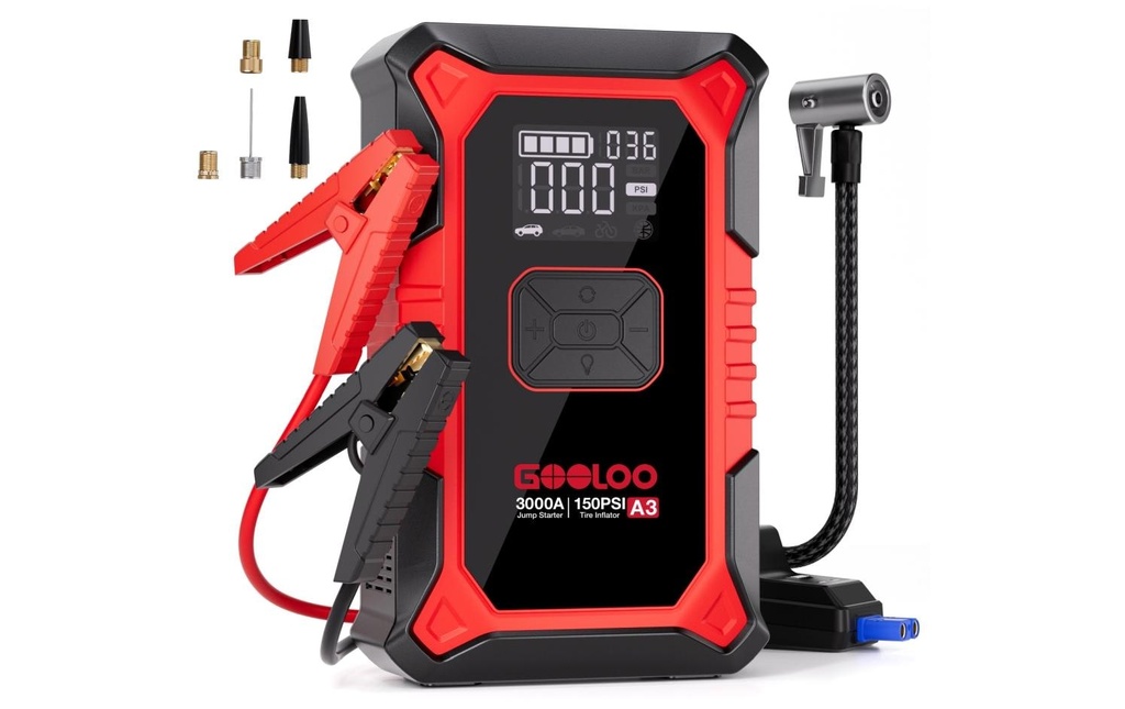 Gooloo A3 Démarreur Jump/Compresseur 12 V, 3000A