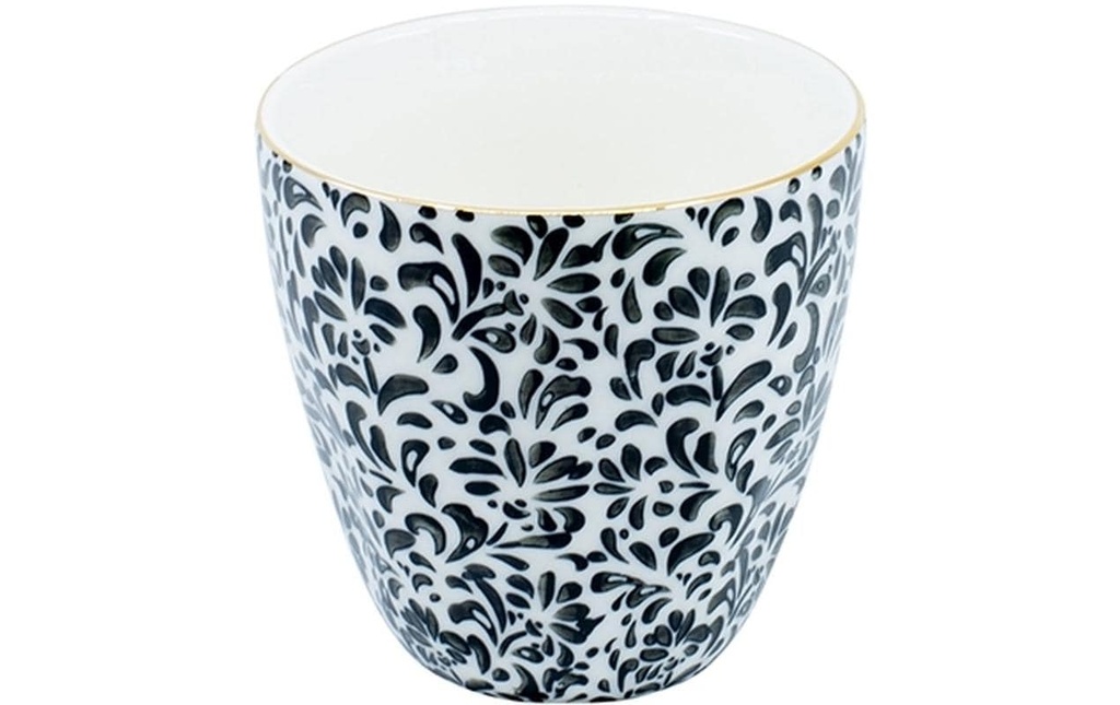 Kadastar Gobelet à café Metropolitan Floral 250 ml, Noir/Blanc