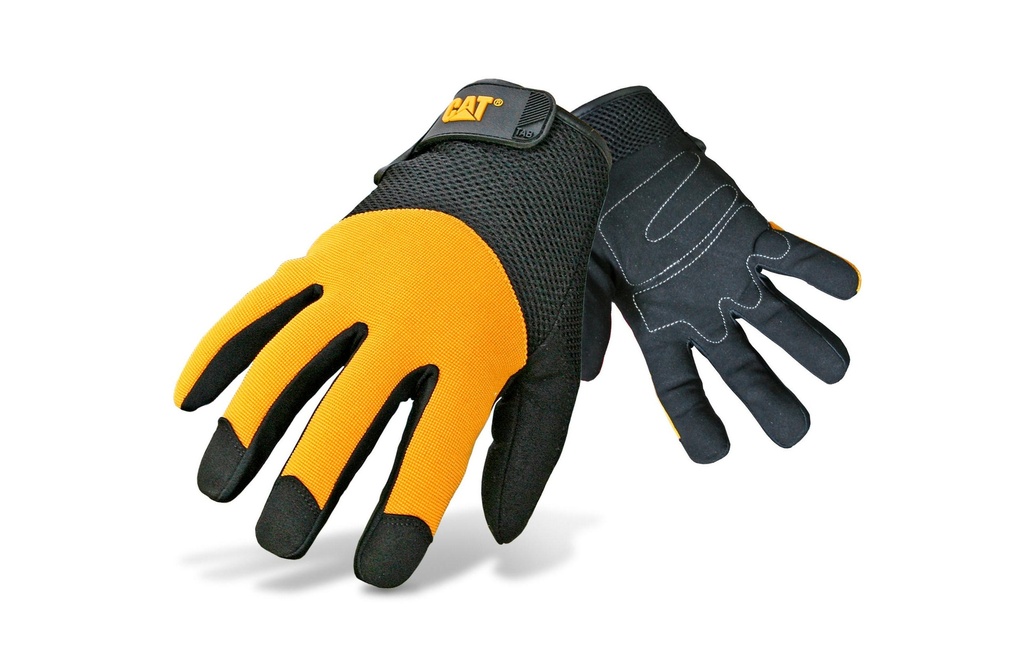 CAT Gant de travail synthétique, XL, Noir/Jaune