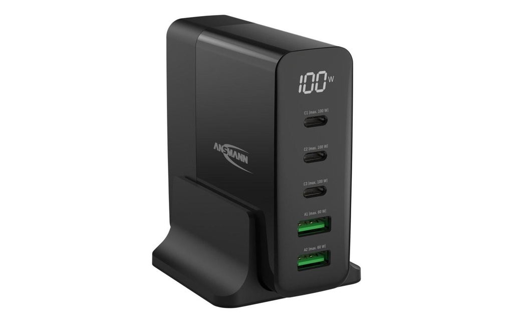 Ansmann Chargeur de bureau avec écran, 140 W, 5 x USB 0