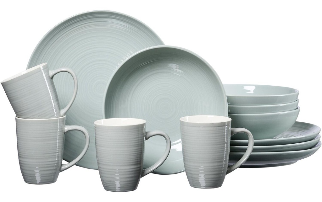 Ritzenhoff & Breker Set d’assiettes Suomi 12 pièces, gris-bleu