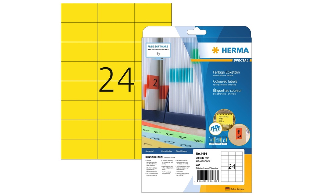 HERMA Etiquett.Spec.70x37 jaune (20 pces)