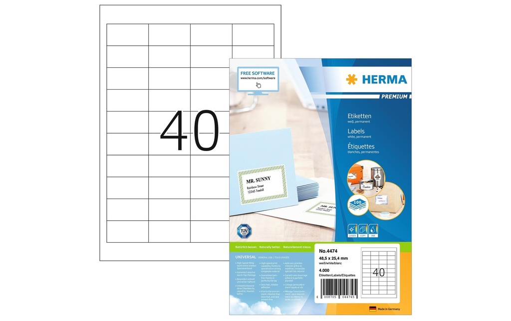 HERMA Etiquettes Premium 48.5x25.4 (100 pces)