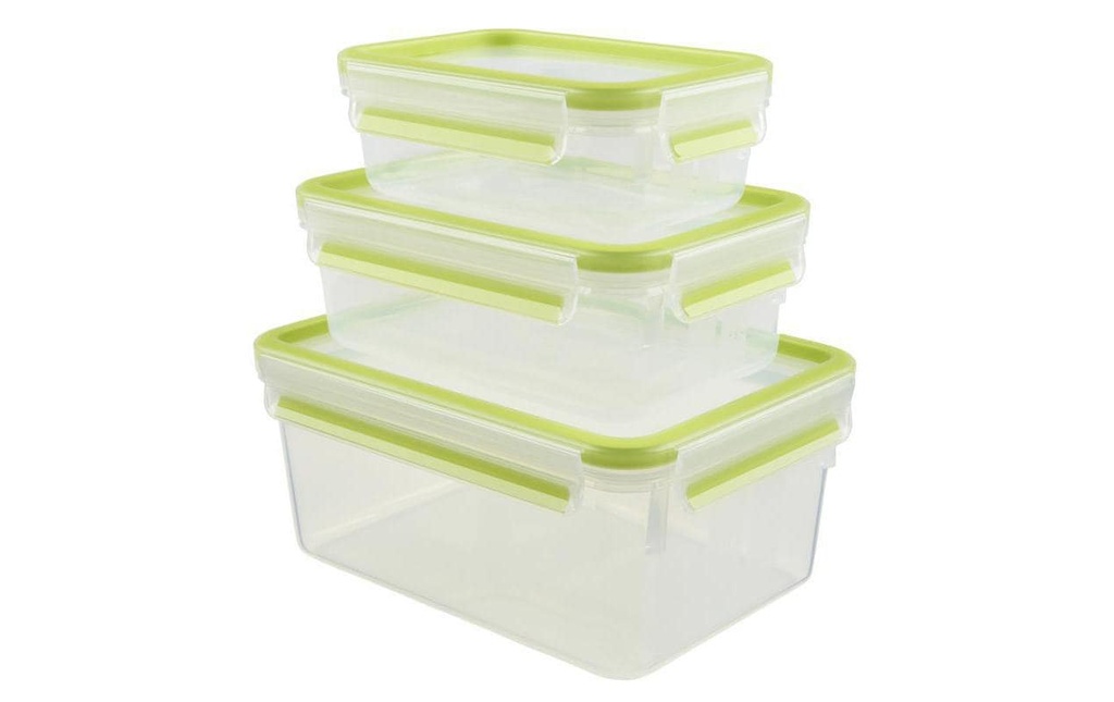 Emsa Récipients à provisions 3 pièces, 3.85 l, Transparent/Vert