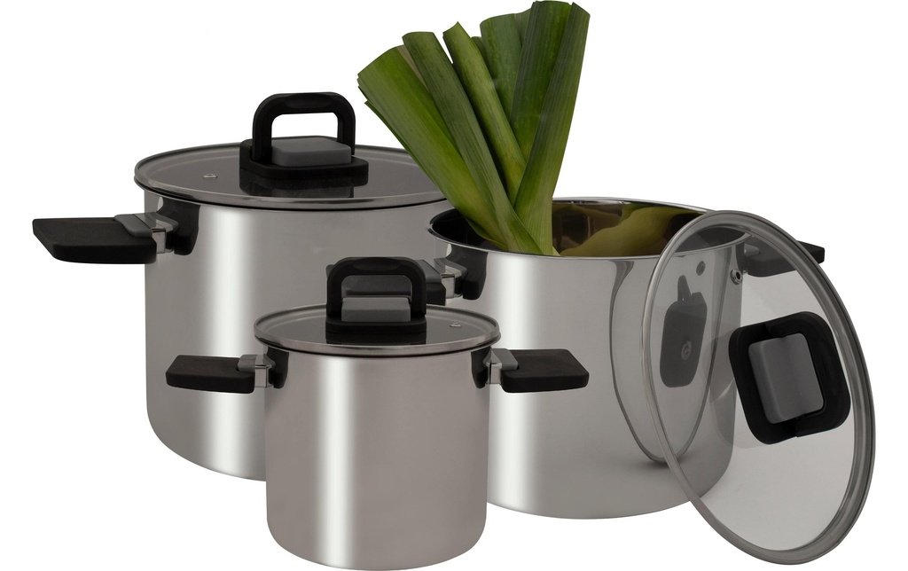 Eurotrail Ustensiles de cuisson Set Dublin, 3 pièces, avec poignées pliantes