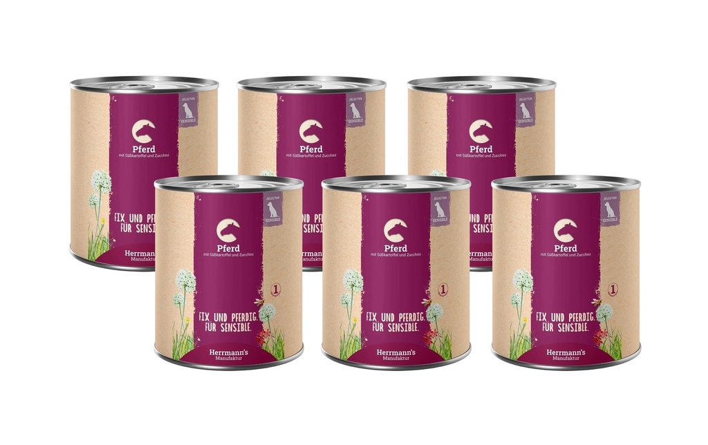 Herrmann's Alimentation humide Cheval avec patate douce et courgette 6 x 800 g