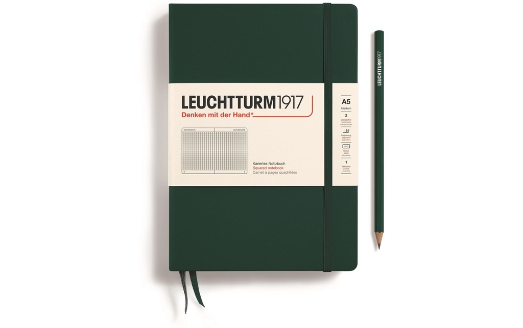 Leuchtturm Bloc-notes Medium A5, À carreaux, Forest