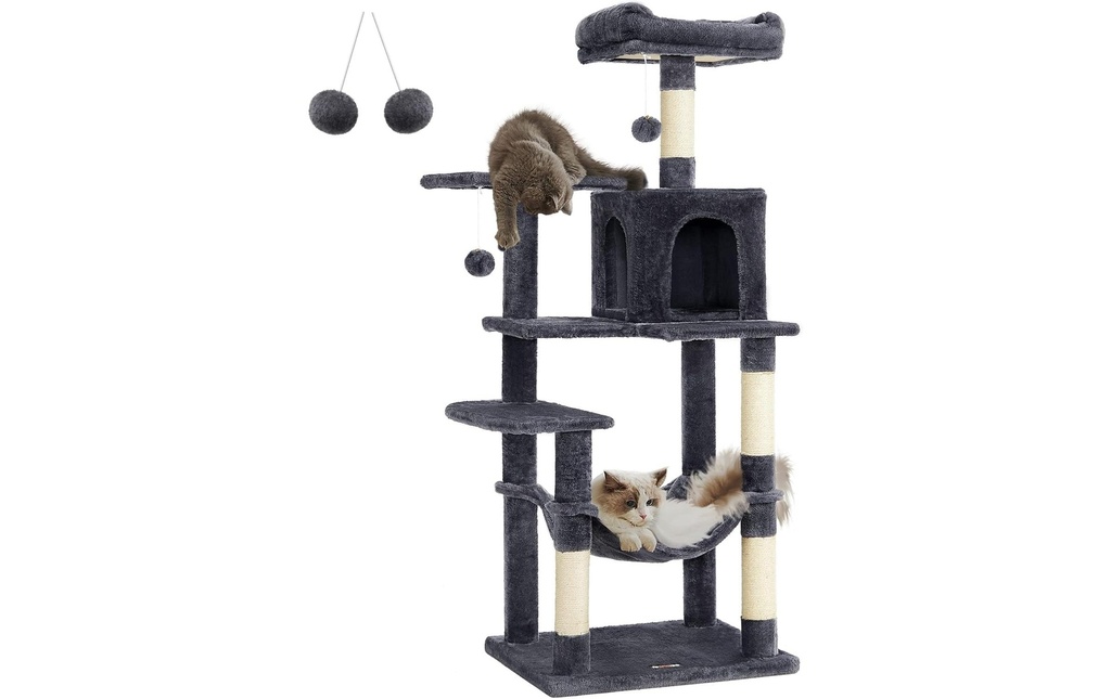 Feandrea Arbre à chat avec hamac gris foncé 55 x 45 x 143 cm
