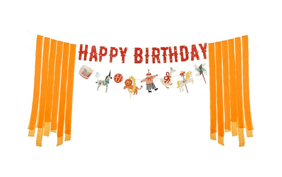 Partydeco Guirlande Joyeux anniversaire Cirque, en couleur, 275 cm