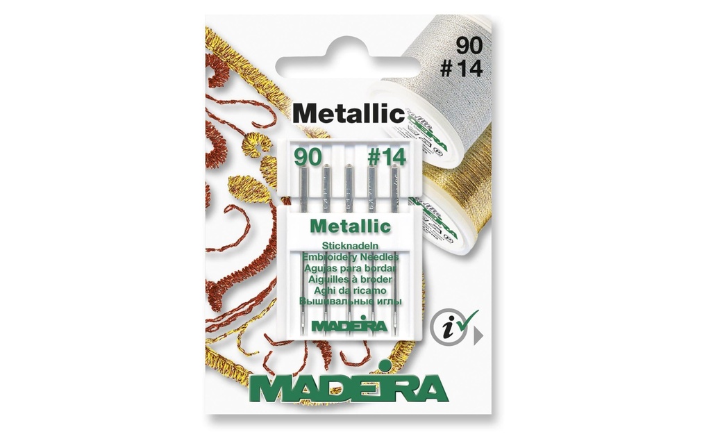 Madeira Aiguille de machine pour fils métalliques 90/14 5 pièces