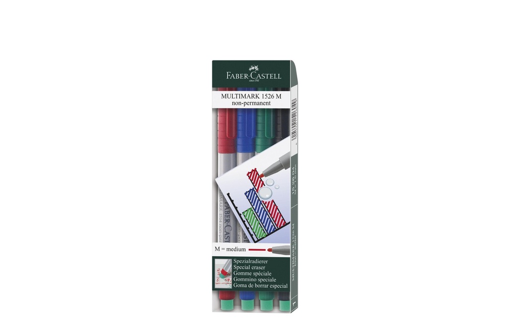 Faber-Castell Stylo à feuilles Multimarque M Lot de 4, soluble dans l'eau