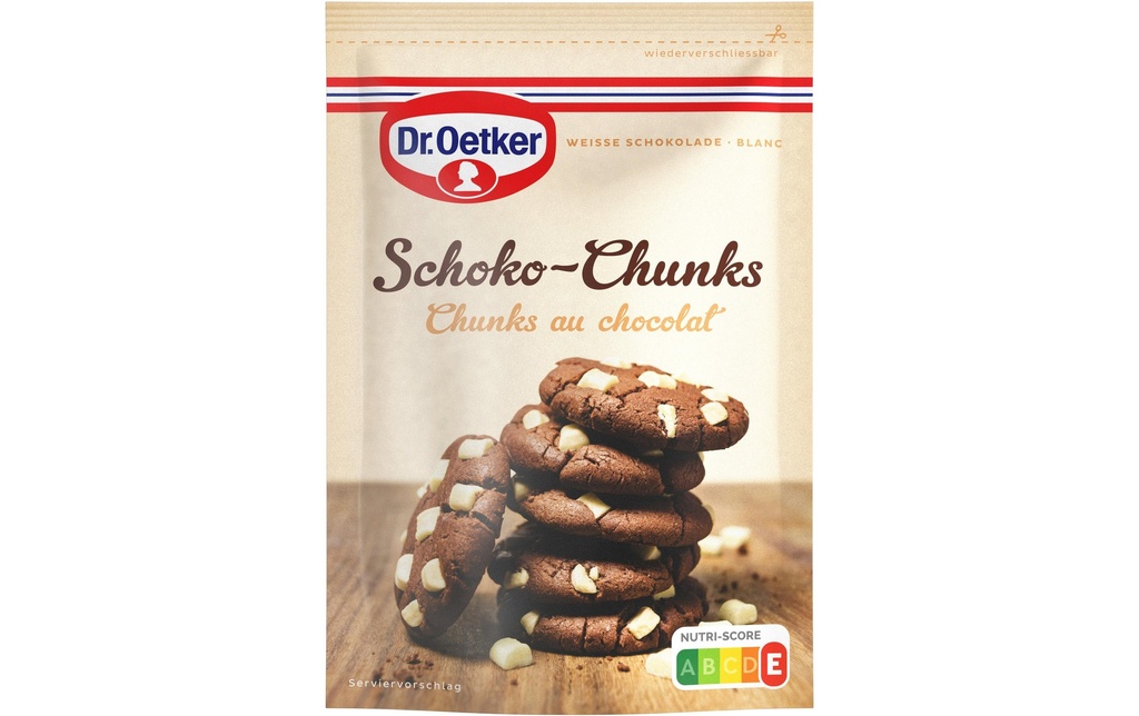 Dr.Oetker Morceaux de chocolat Schoko Chunks blanc 100 g