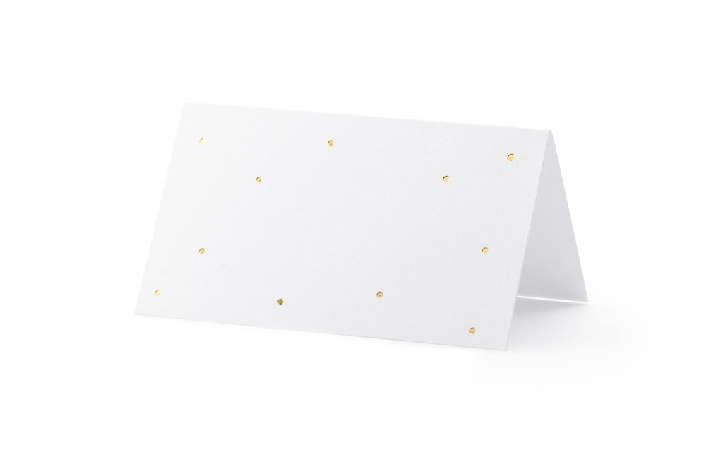 Partydeco Marque-place de table Points 9.5 x 5.5 cm, 10 pièces, blanc/doré