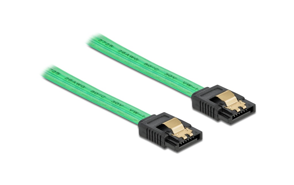 Delock Câble SATA UV Effet lumineux vert 30 cm