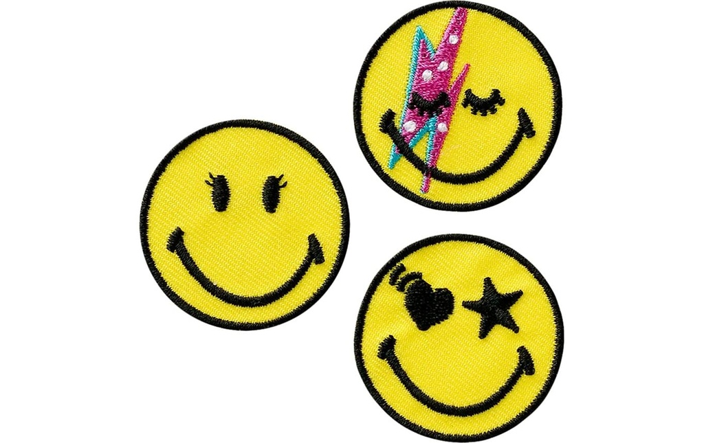 Mono-Quick Image thermocollante Smiley 3.5 x 3.5 cm, jaune, 3 pièces
