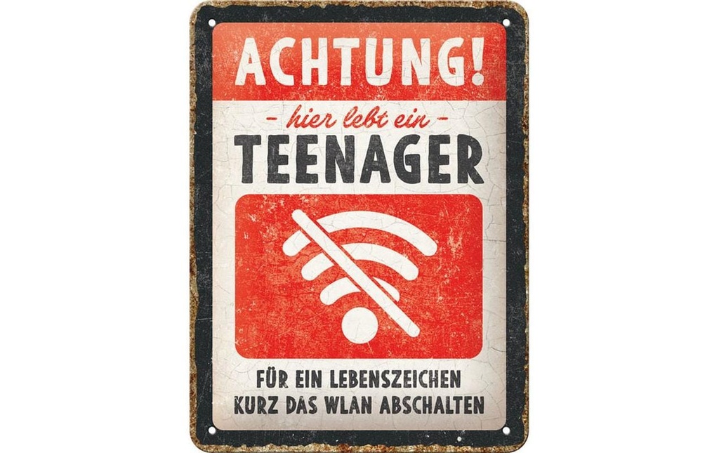 Nostalgic Art Plaque Attention aux adolescents WLAN 15 x 20 cm, métal