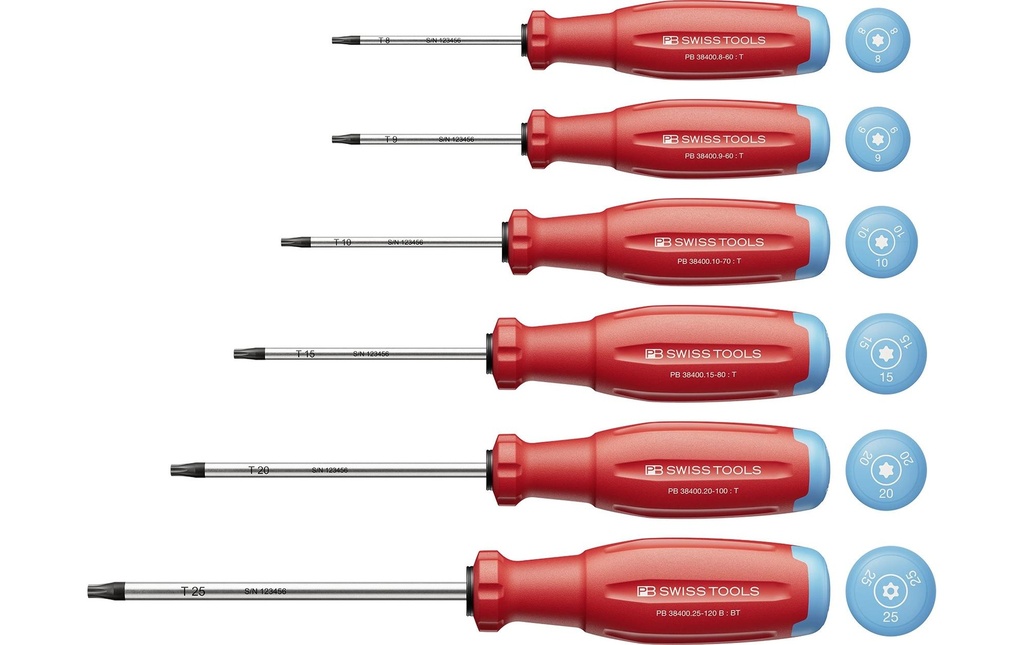 PB Swiss Tools Jeu de tournevis SwissGrip Evo PB 38440 Torx rouge