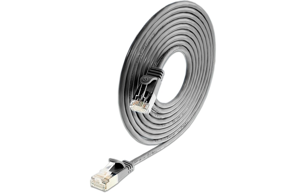 SLIM Câble patch slim RJ-45 - RJ-45, Cat 6, U/FTP, 7.5 m, Noir