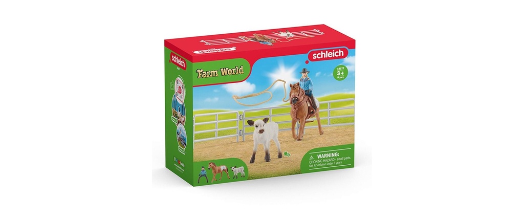 Schleich Ensemble de pions Farm World Team Roping avec Cowgirl