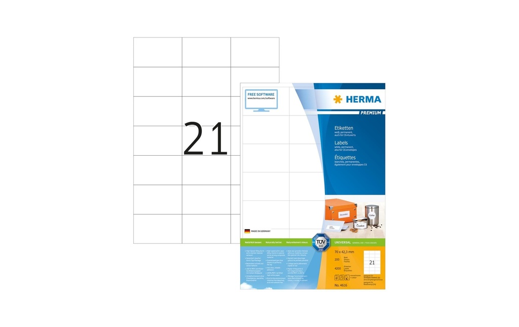 HERMA Etiquettes Premium 70x42.3 (200 pces)