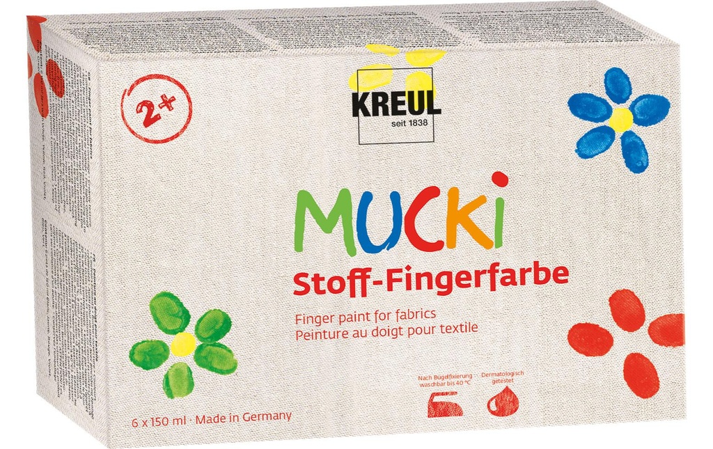 Kreul Peinture aux doigts Kreul Mucki 150 ml, 6 pièces
