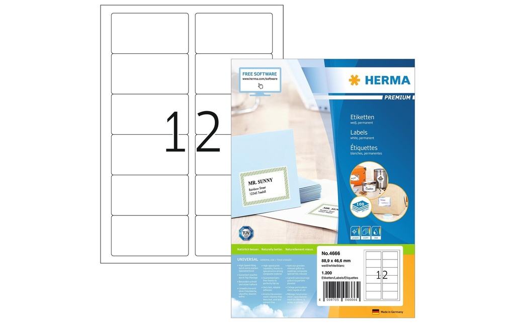 HERMA Etiquet.Premium 88.9x46.9 (100 pces)