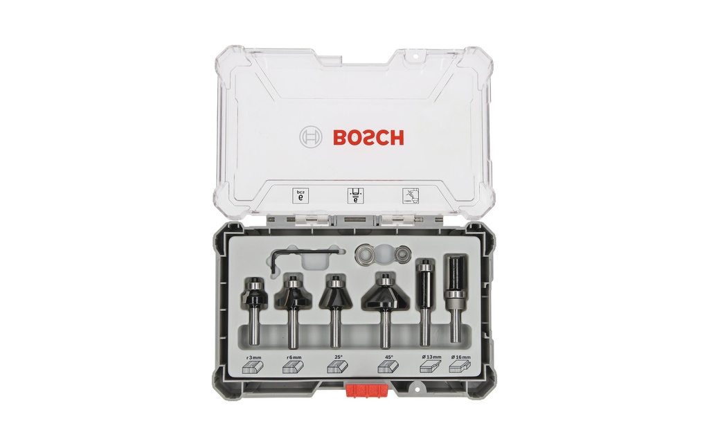 Bosch Professional Kits de fraise Tige de 6 mm, 6 pièces