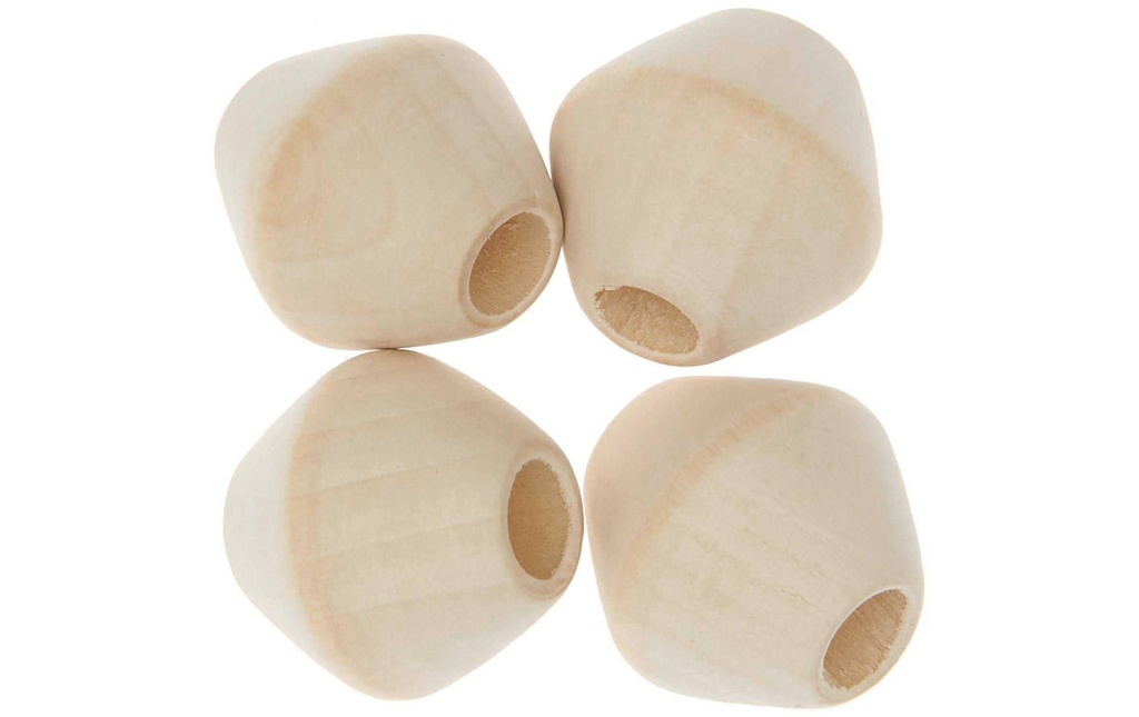 Rico Design Billes de bois Macramé Nature, 4 pièces